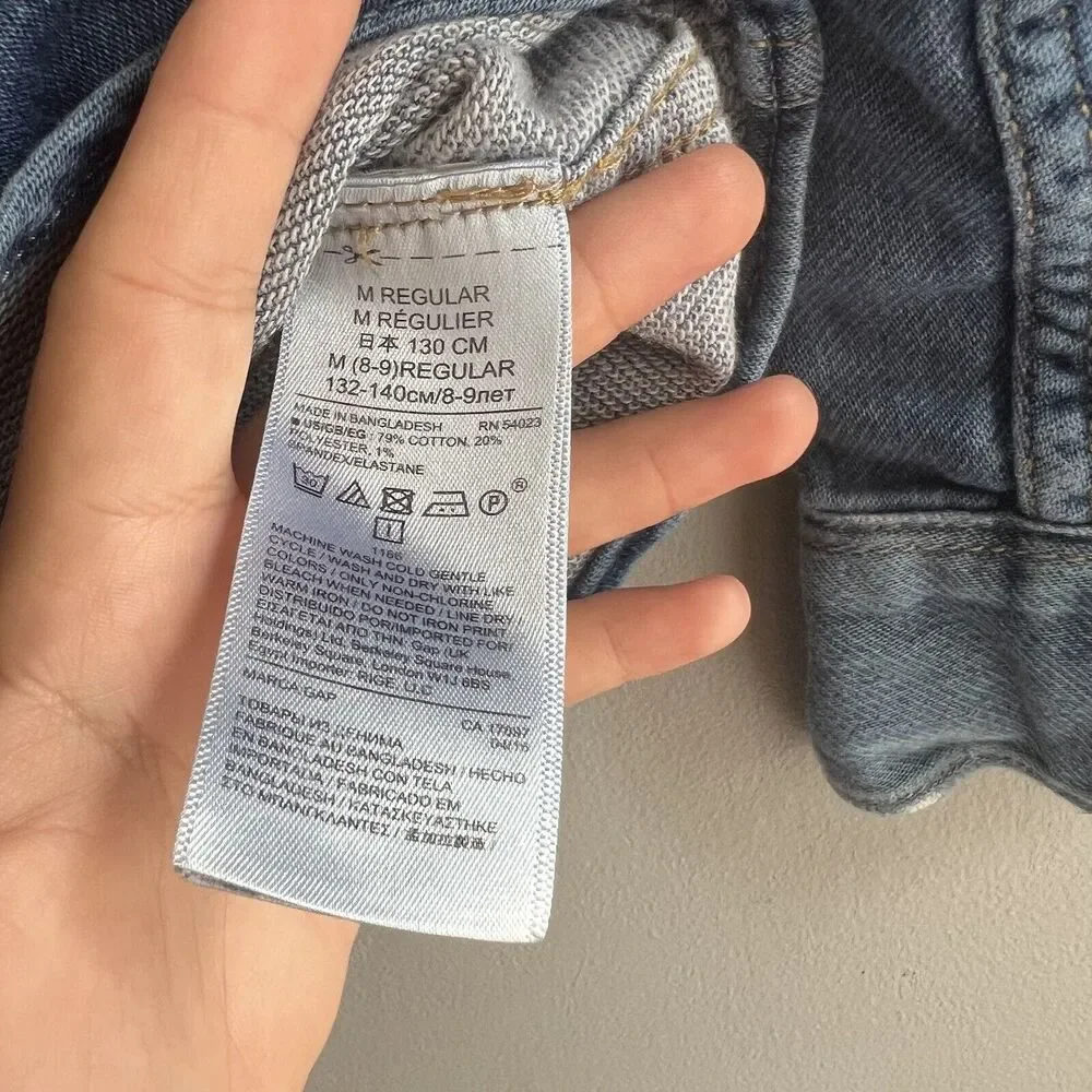 Gap Kids 1969 Boys Knit Denim Western Shirt – Medium Indigo
